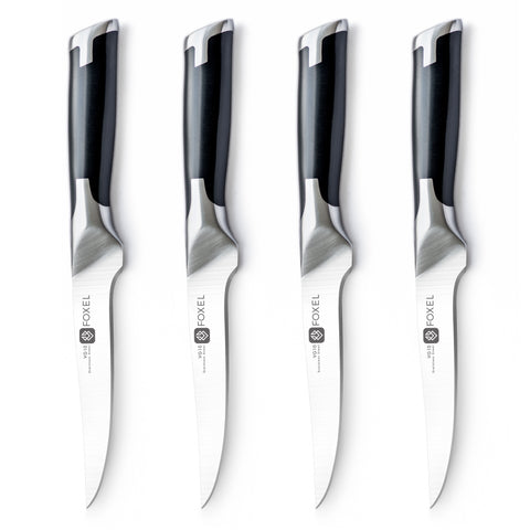 Contemporary Non Serrated Steak Knife 4 Piece Set w/sheathes