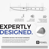 FOXEL Best Serrated Steak Knives Knife Set of 8 Piece w/Covers - German High Carbon Stainless Steel Blade - Sandal Wood Full Tang Handle - Heavy Duty Restaurant Quality - Hand Wash