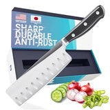 FOXEL Best Nakiri Knife Square Vegetable Knife - Hallowed Edge Razor Sharp Japanese VG10 High Carbon Steel - Full Tang Balanced Handle for Produce, Fruits, and Veggies