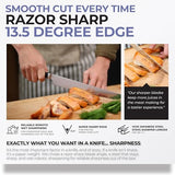 FOXEL Turkey Carving Knife - Razor Sharp Edge for Slicing Ham, Brisket or Ribs - VG10 Japanese High Carbon Stainless Steel 10 inch blade