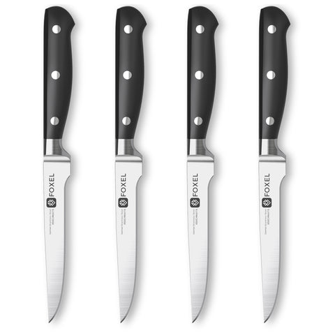 OAKSWARE Steak Knives, Non Serrated Steak Knife Set of 4, German Steel  Steak Knife Set 5 Inch, 4 Pieces Professional Straight Edge Knives - Full  Tang