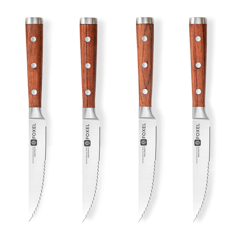 Steak Knife Set of 6, Serrated Steak Knife With Wooden Handle