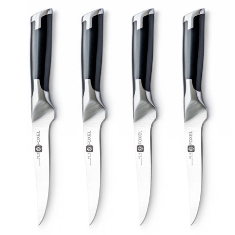 Contemporary Non Serrated Steak Knife 4 Piece Set w/sheathes – FOXEL